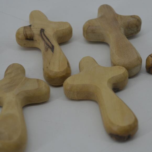 (13) Comfort Cross Natural Olive Wood Hand Carved Bethlehem - Picture 6 of 14